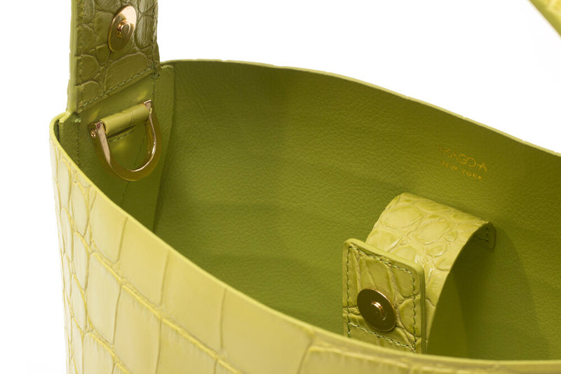 Nº49 Cross Handle Bucket - Chartreuse Croc